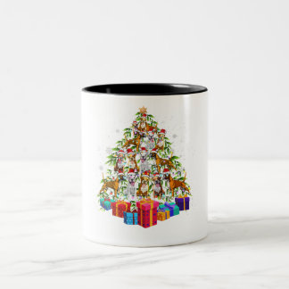 Kute kerstboom Boxer Dog Family Xmas - cadeau Tweekleurige Koffiemok