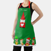 Kute kerstboom en Elf Squad op groen Schort (Insitu)