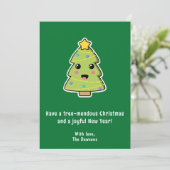 Kute kerstboom Funny Tree Mendous Green Flat Feestdagenkaart (Staand voorkant)
