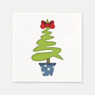 Kute kerstboom met rode bol servetten