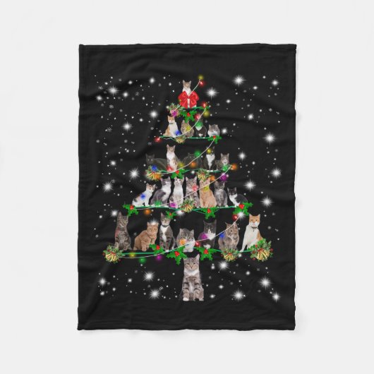 Kute kerstboom met vlieglicht fleece deken (Voorkant)