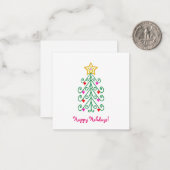 Kute kerstboom Mini Notitiekaartje (Voorkant / Achterkant in situ)