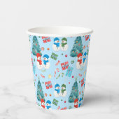 Kute kerstboom, Snowman, Gifts, Snoep Pattern Papieren Bekers (Achterkant)