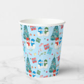 Kute kerstboom, Snowman, Gifts, Snoep Pattern Papieren Bekers (Rechts)