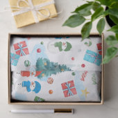 Kute kerstboom, Snowman, Gifts, Snoep Pattern Tissuepapier (Geschenk)