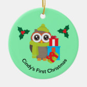 Kute kerstboomrenrendiertje keramisch ornament (Voorkant)