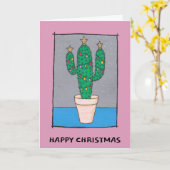 Kute kerstcactus, roze rand, uw groet kaart (Gele Bloem)