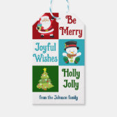 Kute kerstcollage Santa Snowman Aangepast Kind Cadeaulabel (Voorkant)