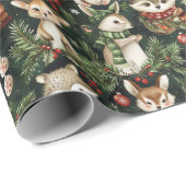 Kute kerstdieren cadeaupapier (Rol Hoek)