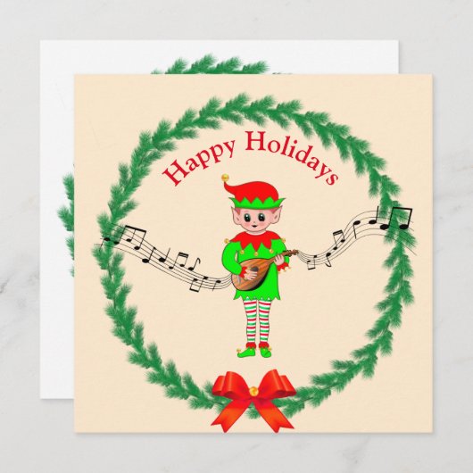 Kute kerstelf met mandolin (Voorkant / Achterkant)