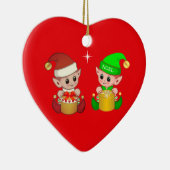 Kute kerstelves keramisch ornament (Rechts)