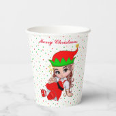 Kute kerstfeestjes voor elf- en Confetti-papierkop Papieren Bekers (Achterkant)