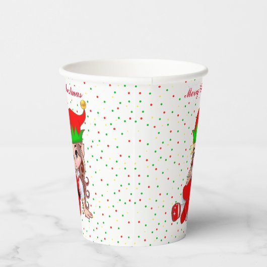Kute kerstfeestjes voor elf- en Confetti-papierkop Papieren Bekers (Rechts)