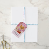 Kute kersthond met roze Bow-foto Cadeaulabel (Met Touw)