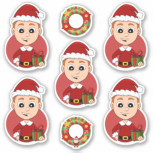 Kute kerstjongen met gemberhaar sticker