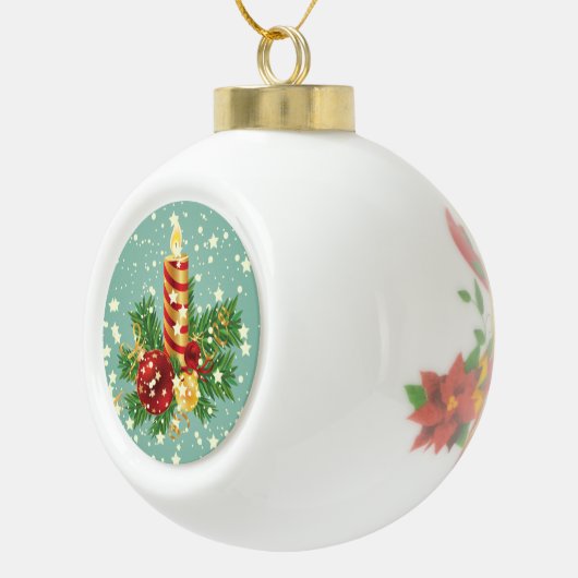 Kute kerstkaarsen en spugen keramische bal ornament (Rechts)