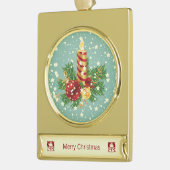Kute kerstkaarsen en spugen verguld banner ornament (Links)