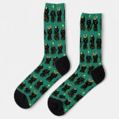 Kute kerstkatten in de feestdag lichten Funny Gree Sokken (Links)