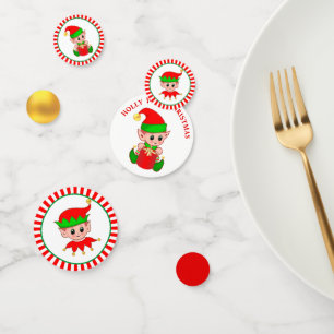 Kute kerstkleppen op rood wit confetti