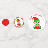 Kute kerstkleppen op rood wit confetti (Voorkanten)