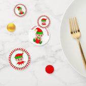 Kute kerstkleppen op rood wit confetti (Groep)