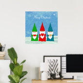 Kute kerstknoma's gekleed in blauw rood en groen poster (Thuiskantoor)