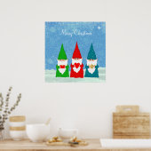Kute kerstknoma's gekleed in blauw rood en groen poster (Keuken)