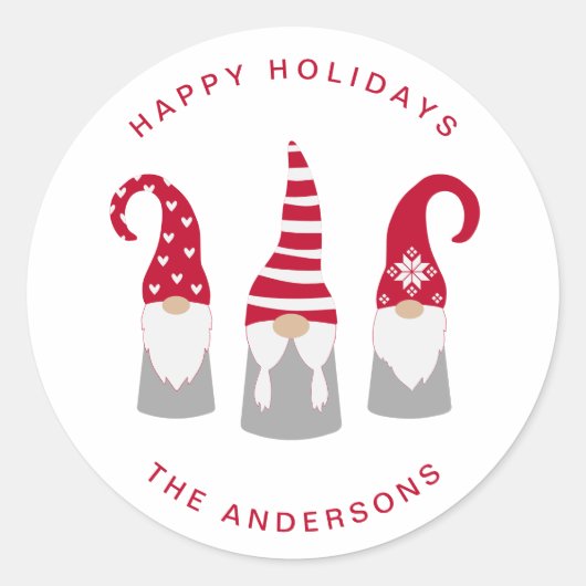 Kute kerstknomes ronde sticker (Voorkant)