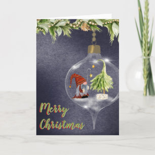 Kute kerstkoepel in een lamp feestdagen kaart