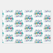 Kute kerstkoepel set van 3 inpakpapier vel (Voorkant 3)