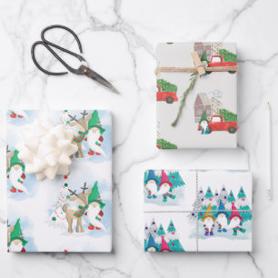 Kute kerstkoepel set van 3 inpakpapier vel
