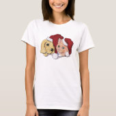 Kute kerstlabrador Puppy and Oranje Tabby T-shirt (Voorkant)