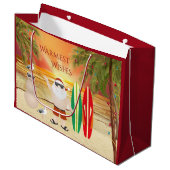 Kute kerstman en surfplanken voor kerstmis groot cadeauzakje (Voorkant Gekanteld)