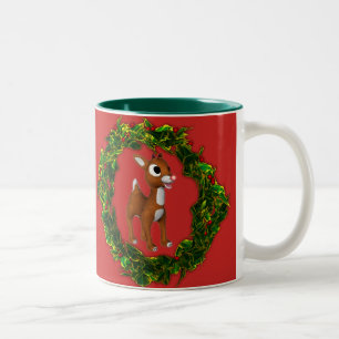 Kute kerstman en Wreath Tweekleurige Koffiemok