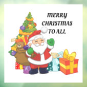 Kute kerstman met cadeauvenster koeling raamsticker (Vel 3)