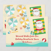 Kute kerstman op de beach-kerstflat feestdagenkaart (Voorkant / Achterkant)