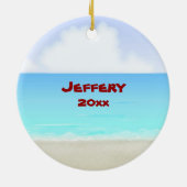 Kute kerstman op de kerstfeestdag van de strand keramisch ornament (Achterkant)