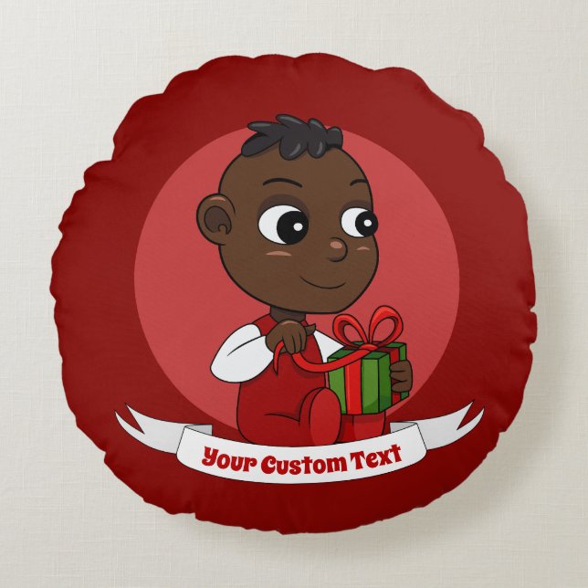 Kute Kerstmis cartoon Round Pillow Rond Kussen (Voorkant)