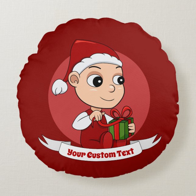 Kute Kerstmis cartoon Round Pillow Rond Kussen (Voorkant)