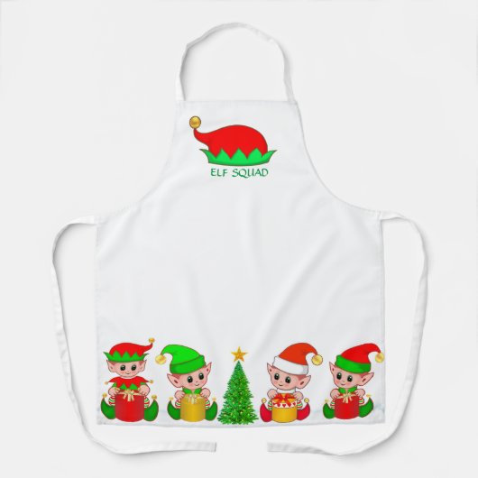 Kute Kerstmis, Elf Squad en kerstboom Schort (Voorkant)