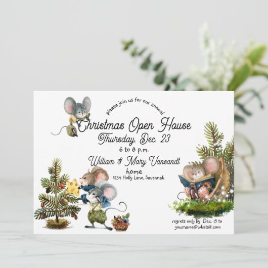 Kute kerstmis-feestdag uitnodiging (Staand voorkant)