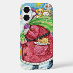 Kute Kerstmis, kerstman met Kittens en Katten! iPhone 16 Hoesje