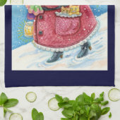 Kute Kerstmis, kerstman met Kittens en Katten! Theedoek (Gevouwen)