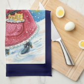 Kute Kerstmis, kerstman met Kittens en Katten! Theedoek (Quarter Fold)