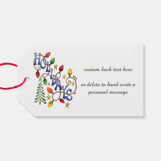 Kute Kerstmis, lampjes en sterren met feestelijke Cadeaulabel (Achterkant Horizontaal)