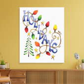 Kute Kerstmis, lampjes en sterren met feestelijke Canvas Afdruk (Insitu (Woonkamer))