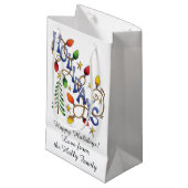 Kute Kerstmis, lampjes en sterren met feestelijke Klein Cadeauzakje (Voorkant Gekanteld)