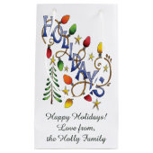 Kute Kerstmis, lampjes en sterren met feestelijke Klein Cadeauzakje (Voorkant)