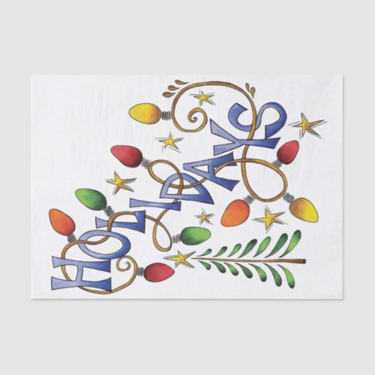 Kute Kerstmis, lampjes en sterren met feestelijke Tissuepapier (Voorkant)