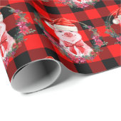 Kute kerstmis met Buffalo Pset Red Funny Cadeaupapier (Rol Hoek)